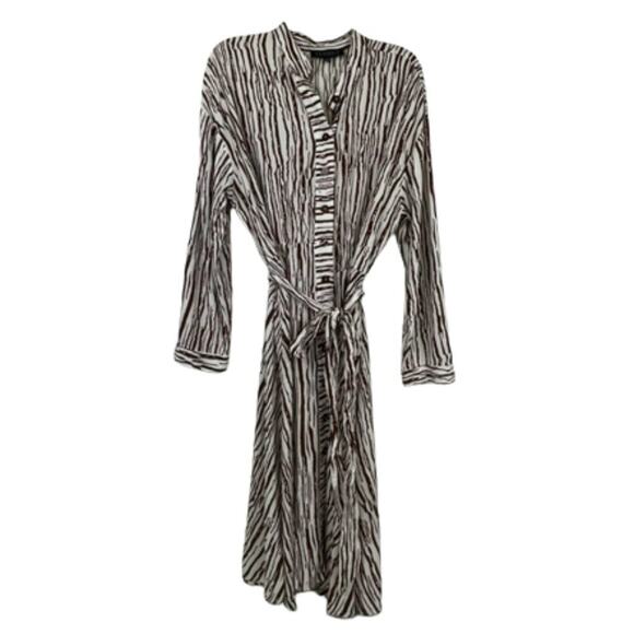 Eloquii animal print midi button down dress brown and white zebra size 14 - Picture 1 of 9